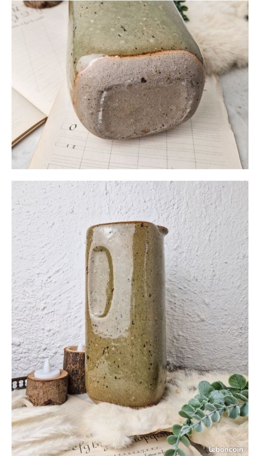 Rectangular-shaped sandstone pitcher, 70s