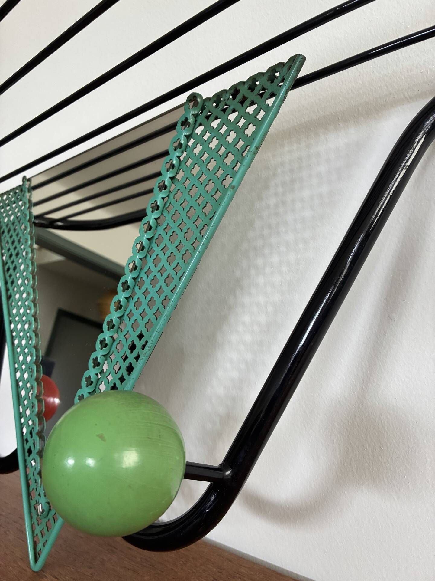 Vintage wall coat rack from the 1950s.