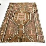 Brown & Beige Tribal Turkish Kilim Rug 132x200Cm SK 35210