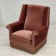 1970s, Danish highback armchair, salmon pink furniture velour, beech wood.