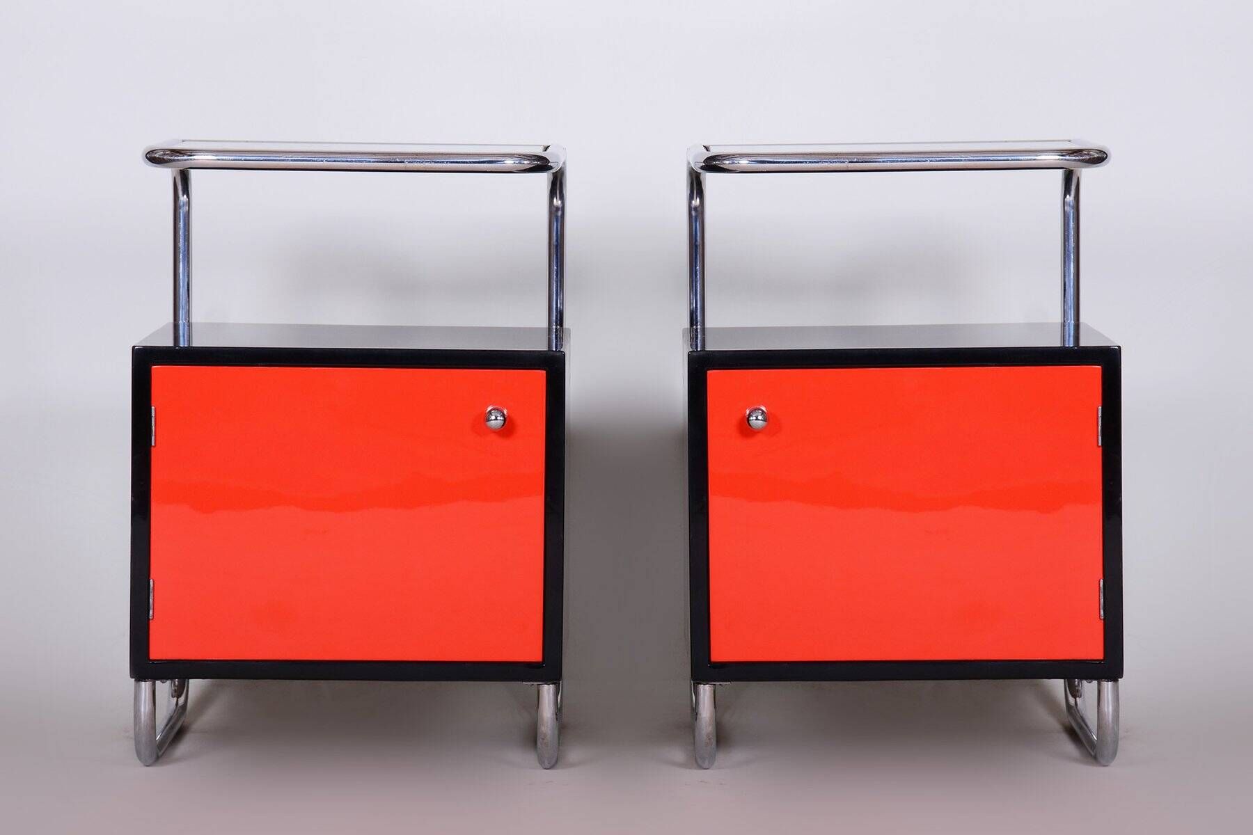 Bauhaus Bedside Tables attributed to Vichr & Spol, 1930s, Set of 2