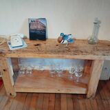 Restored old solid wood workbench