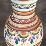 Vase pottery decorative porcelain stoneware decoration of painting polychrome hand 24 cm