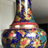 Cloisonné enamel vase decorated with flowers and colorful patterns