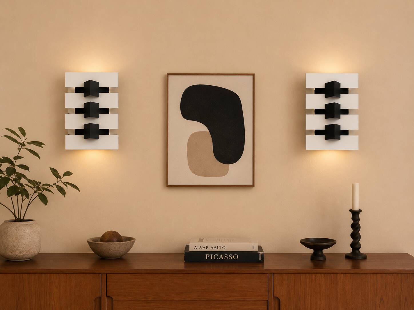 Pair of geometric wall sconces by J.J.M. Hoogervorst for Anvia Al.