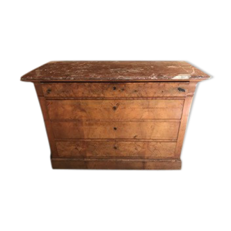 Commode bois marbre rosé