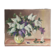 Painting without frame Oil on canvas Signed Ocadlik, Bouquet of lilacs