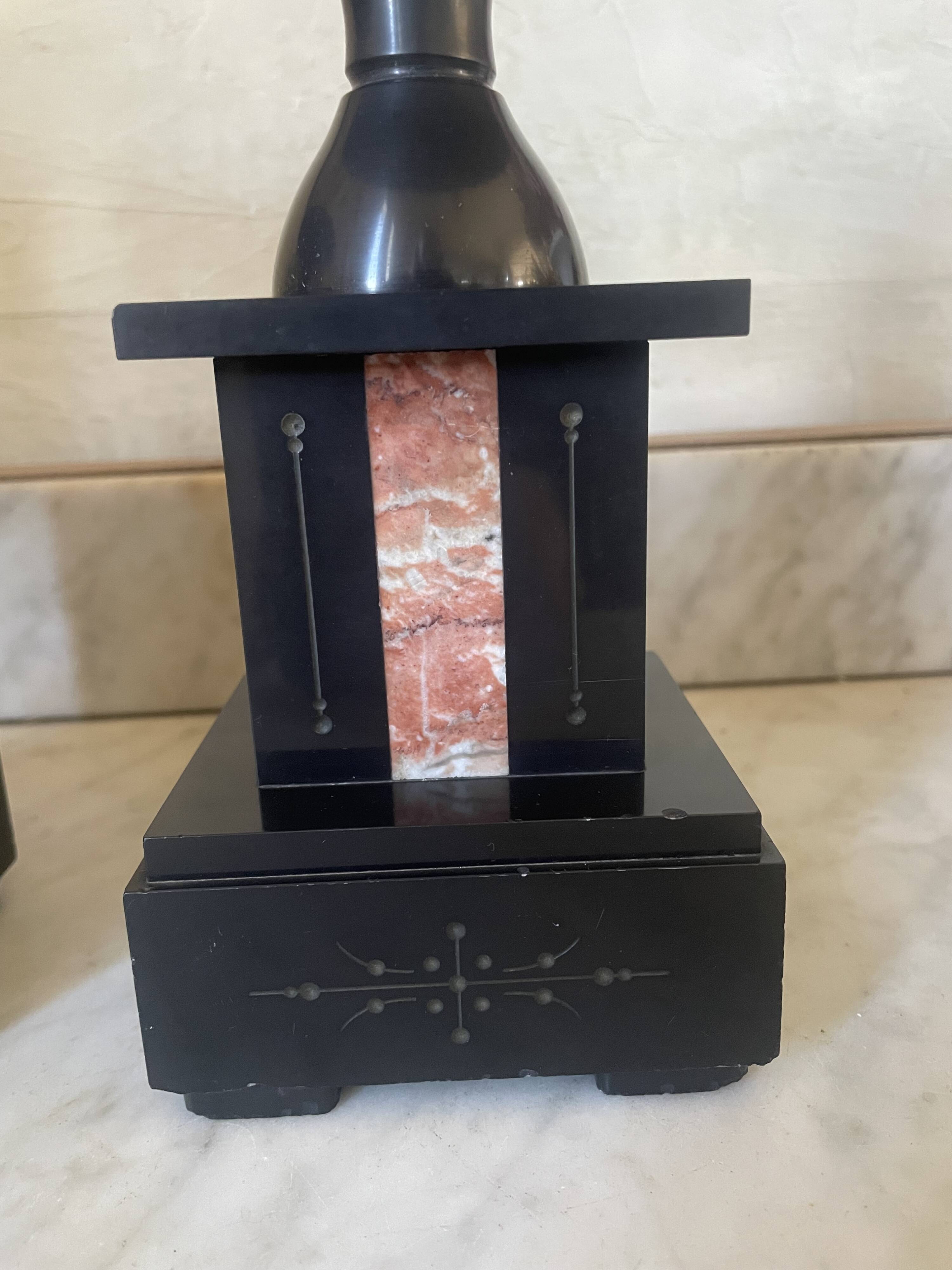 Old pair of marble vase bookends.