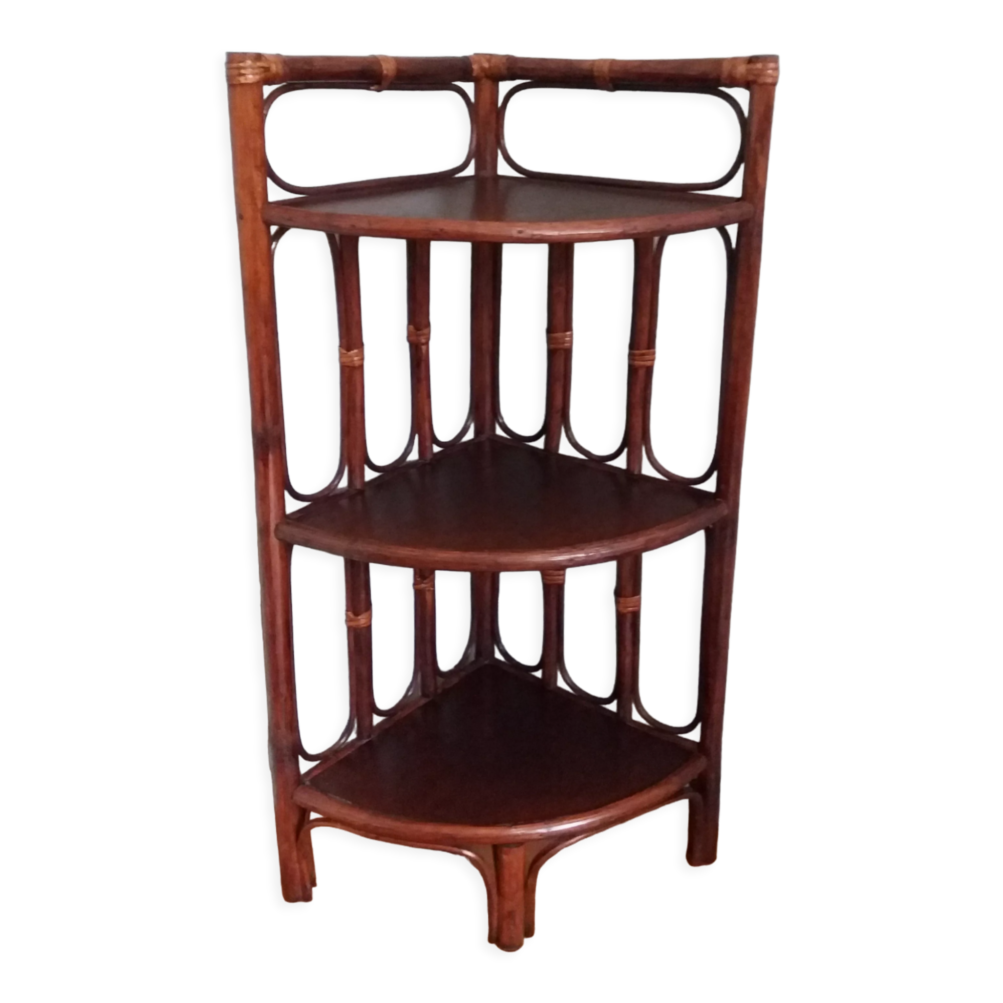Wicker rattan corner shelf neck