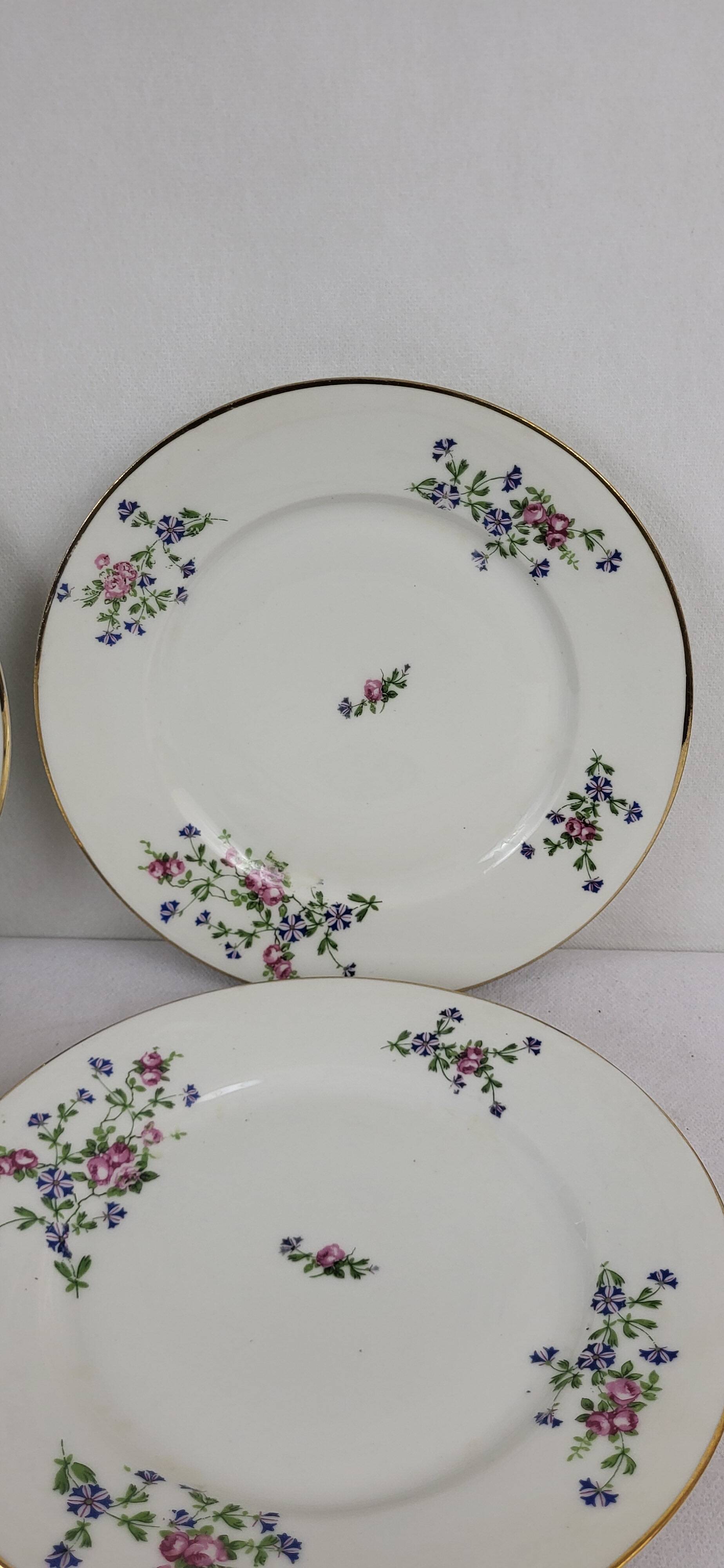 6 flat plates with cornflower decoration