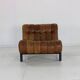 70s living room set in cognac brown leather with black wenge wood frame