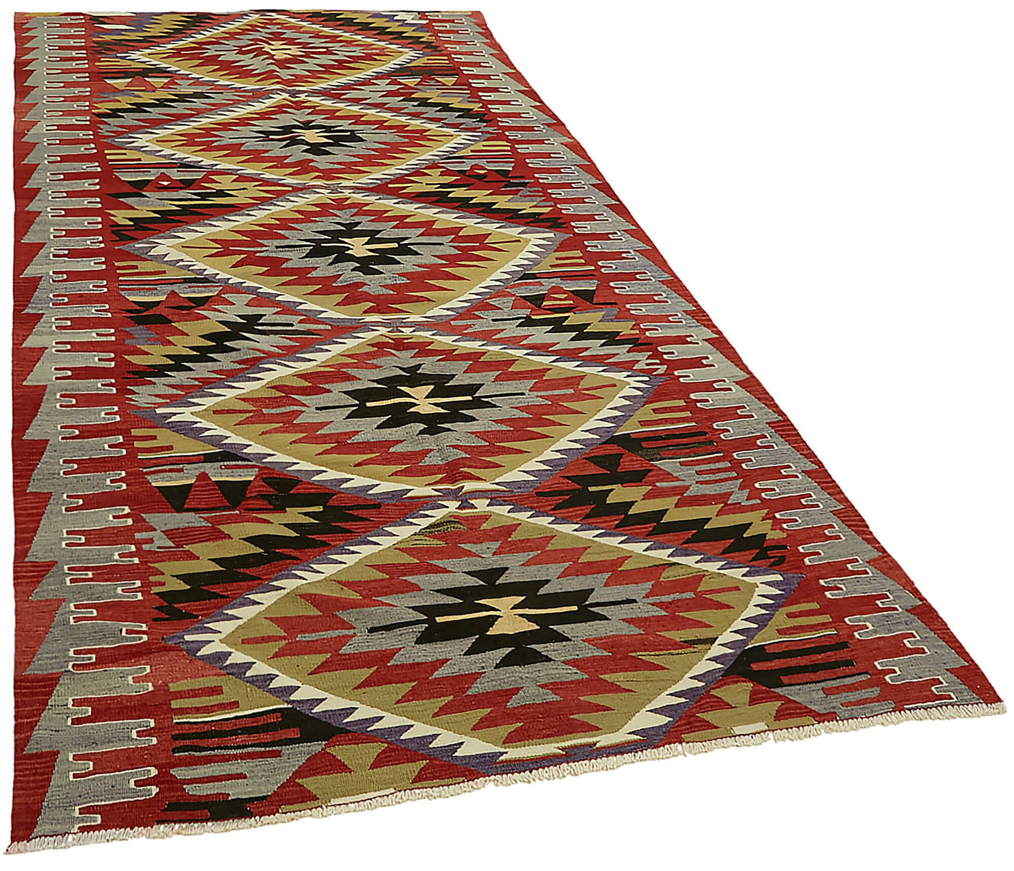 Turkish Handmade Vintage Anatolian Kilim 150 cm x 297 cm