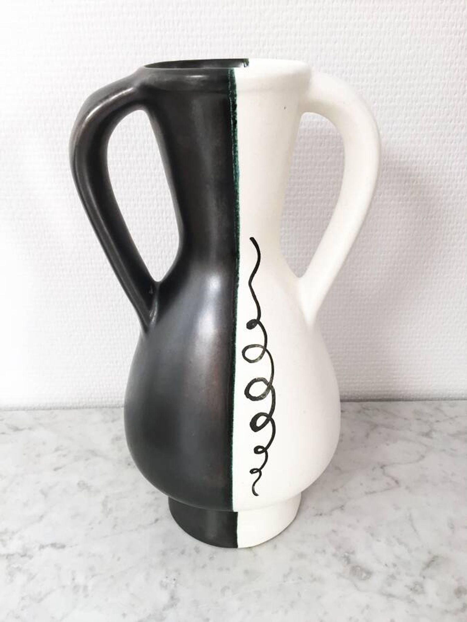 Vase bicolore signé JM Faux – circa 1960