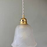 Vintage frosted glass tulip pendant light