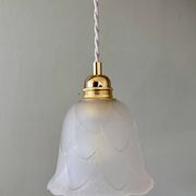 Suspension tulipe vintage en verre dépoli