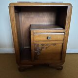 Art Deco bedside table in wood and pink marble
