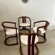 Lot 4 chaises / fauteuils design annees 60 Casala italy bois courbé et tissu bouclette vintage