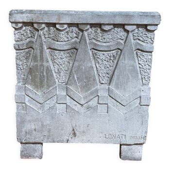 Art Deco period cement cache-pot signed "Louis Lonati Dijon"