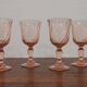 Set of 6 pink twisted white wine glasses "Rosaline" Luminarc France