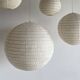 Average suspension in rattan and natural linen, Japanese-style, round D:40.
