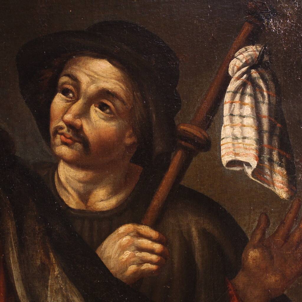 Peinture espagnole antique du XVIIe siècle, Christ et les disciples.