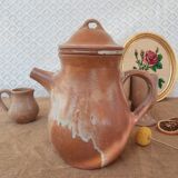 Vintage stoneware 8 mazagrans teapot and milk jug set