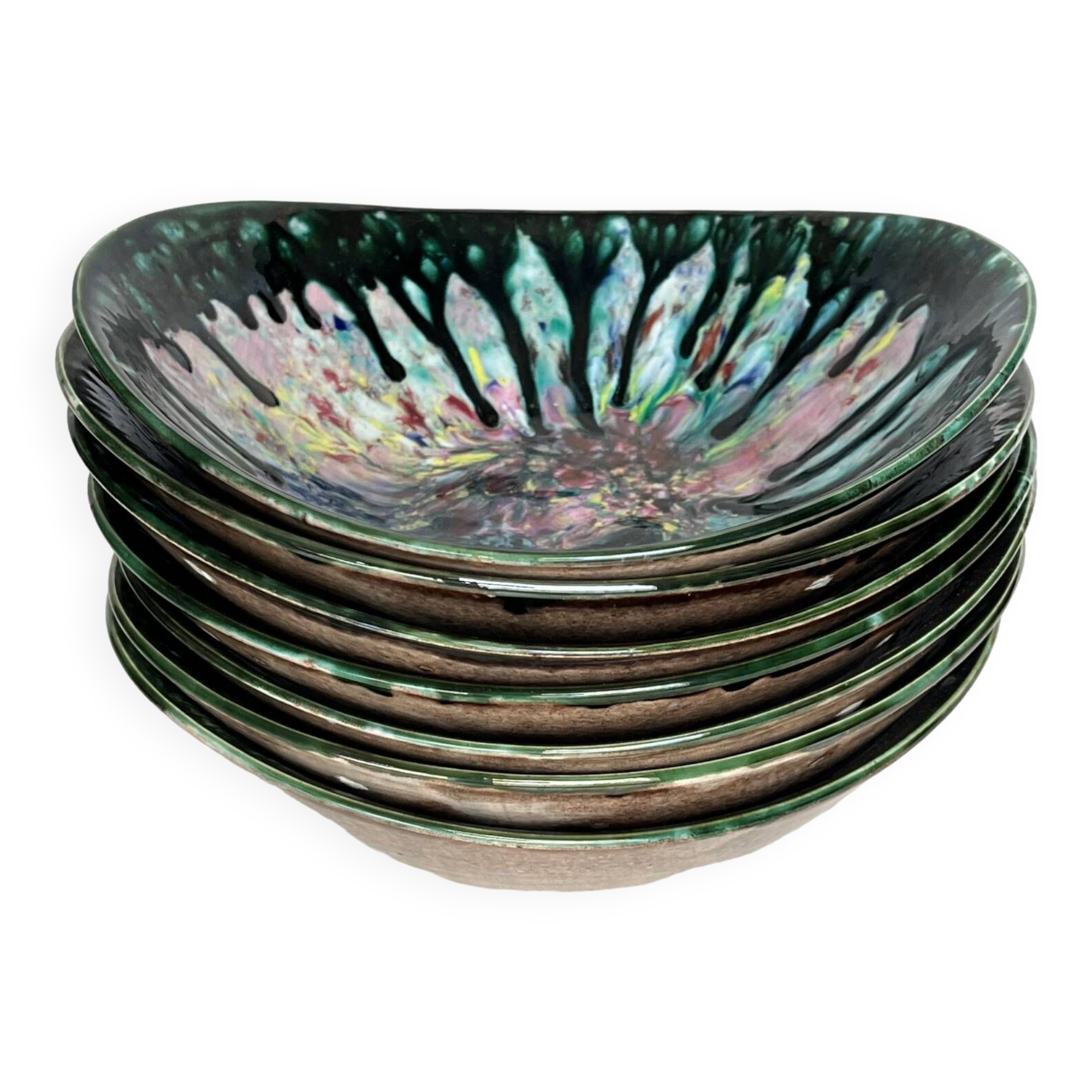 7 Morvan glazed earthenware salad bowls