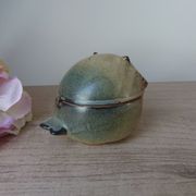 Vintage Japanese pottery owl sugar bowl 1970, zoomorphic owl sugar box
