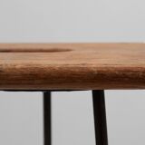 Modernist Industrial Iron and Oak Split Slats Stool, France ca. 1910