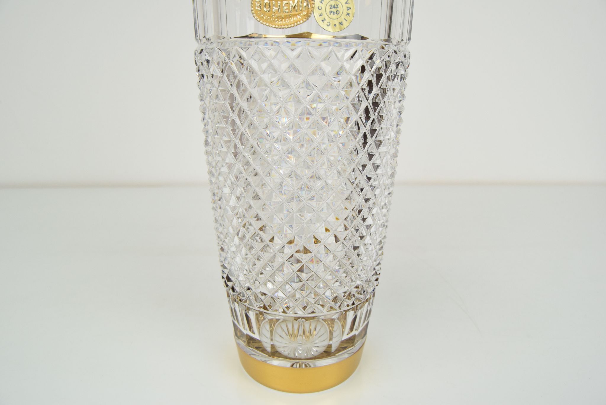 Mid-century glass vase,bohemia crystal,circa 1960's.