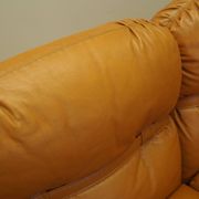 Orange leather sofa, Space Age design, 1960s, production: Italy