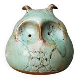 Glazed terracotta owl money box, signed.