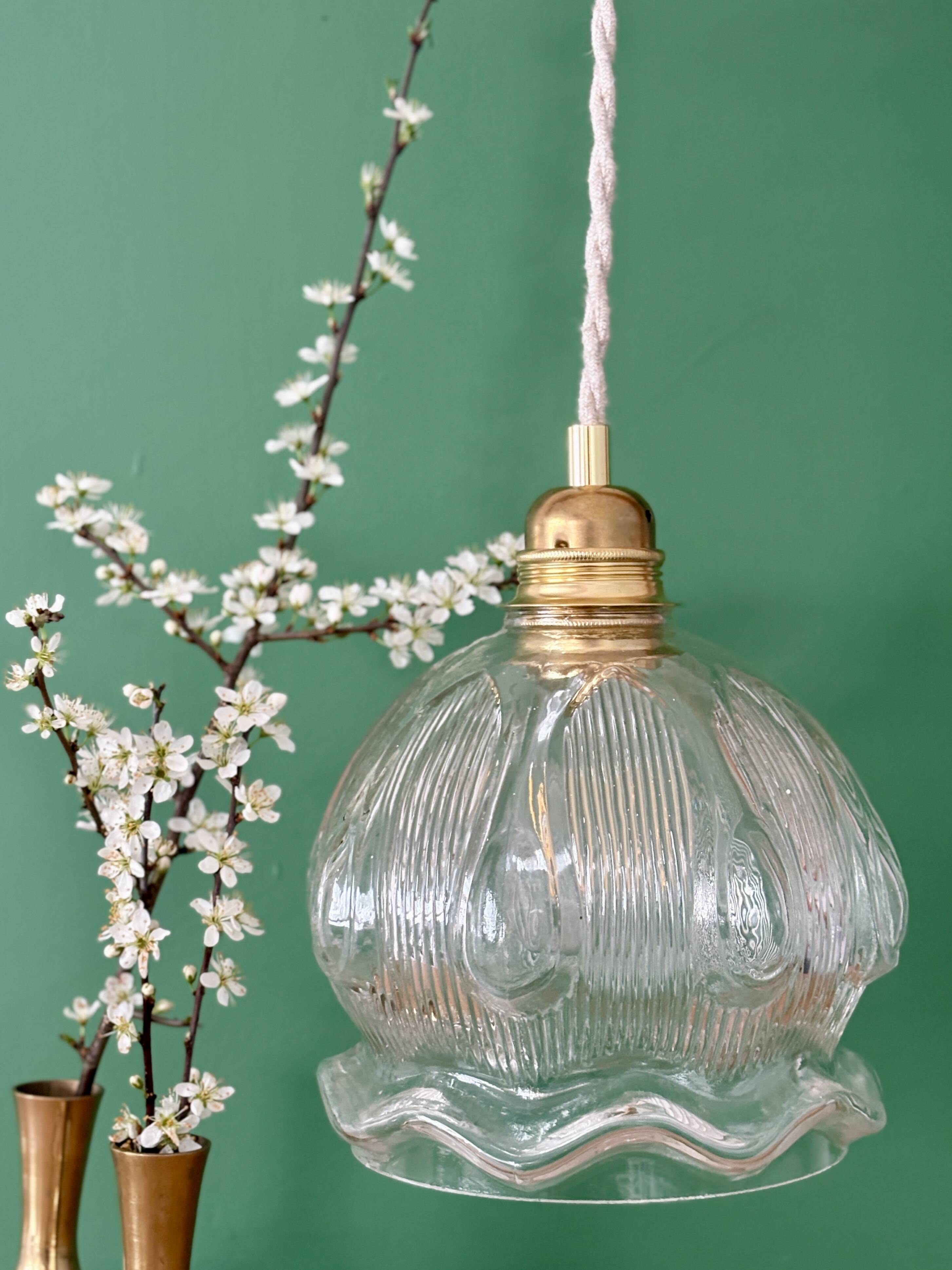 Vintage transparent glass suspension globe