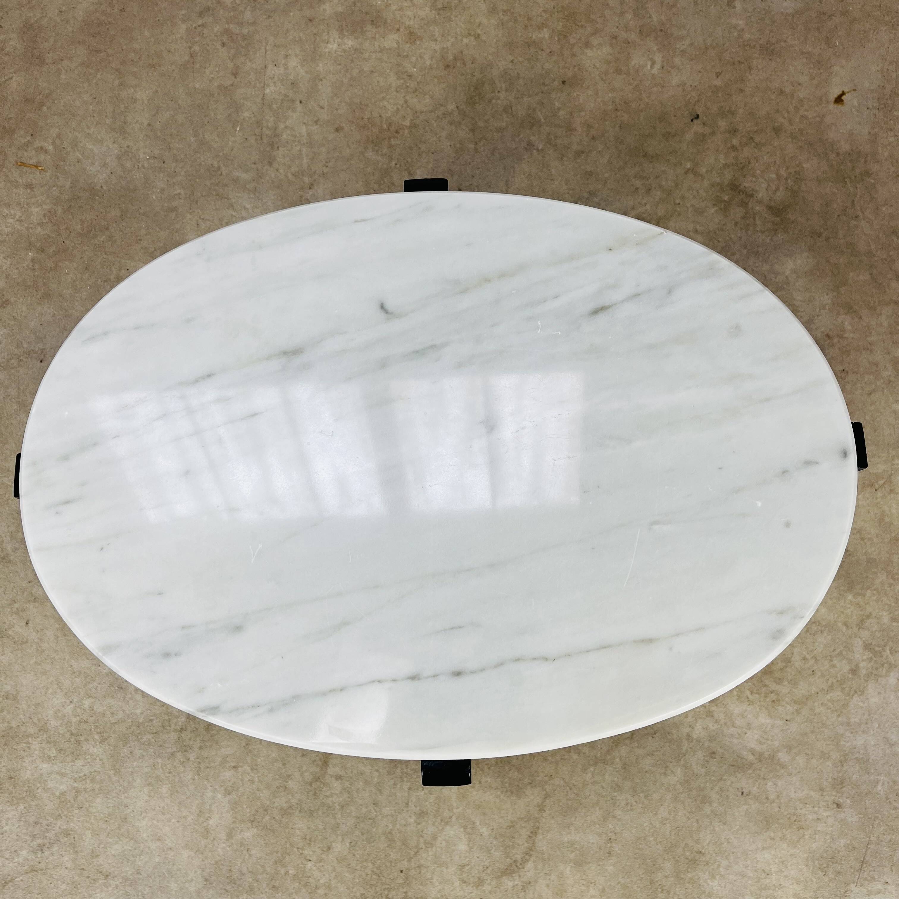 Scandinavian marble and wood side table from the 60s