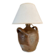 Lampe terre cuite , câble tissu neuf, abat-jour coton