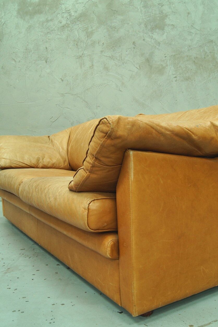 Swedish aniline leather sofa from IRE AB Skillingaryd Mobel, 1970s