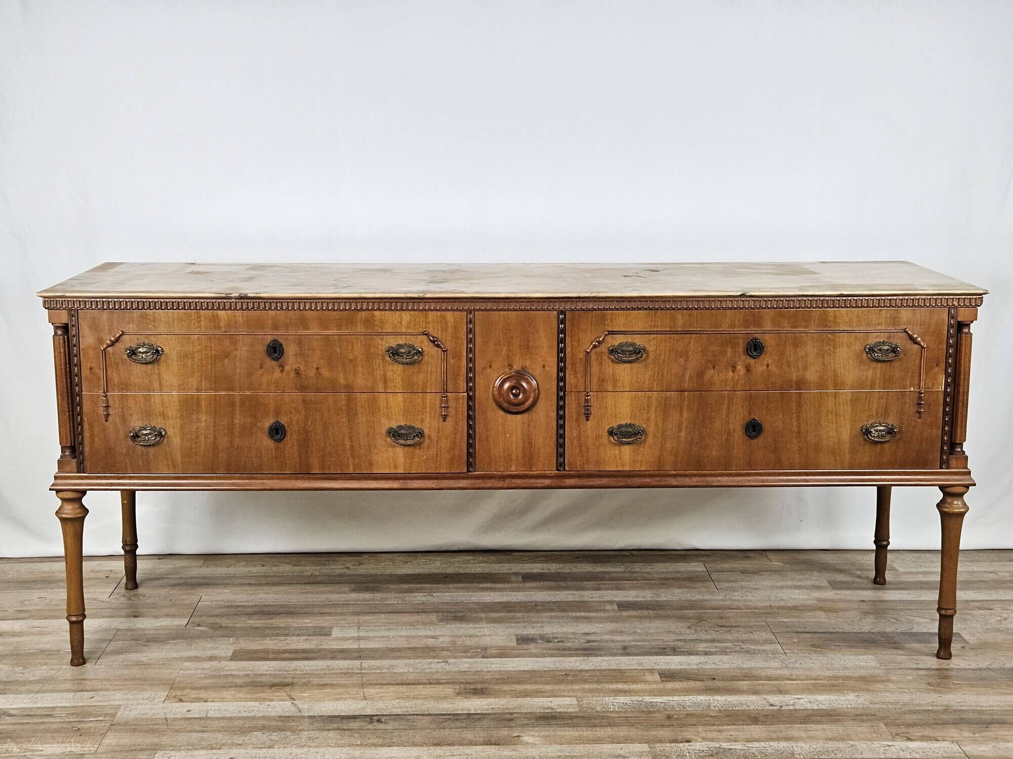 1980s chest of drawers with marble top and four drawers