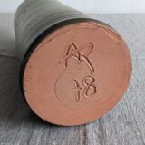 Single-flower vase "bottle" in glazed ceramic dated signed AR78