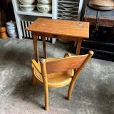 Fischel children's chair in curved wood and desk with 1 drawer