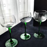 6 Alsace white wine glasses with engraved decoration