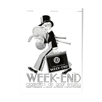 Vintage poster 30s Cigarettes Weekend