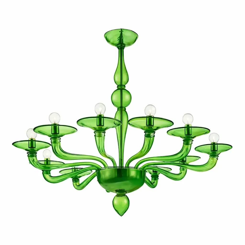 Contemporary Italian Green Murano Style Glass Chandelier