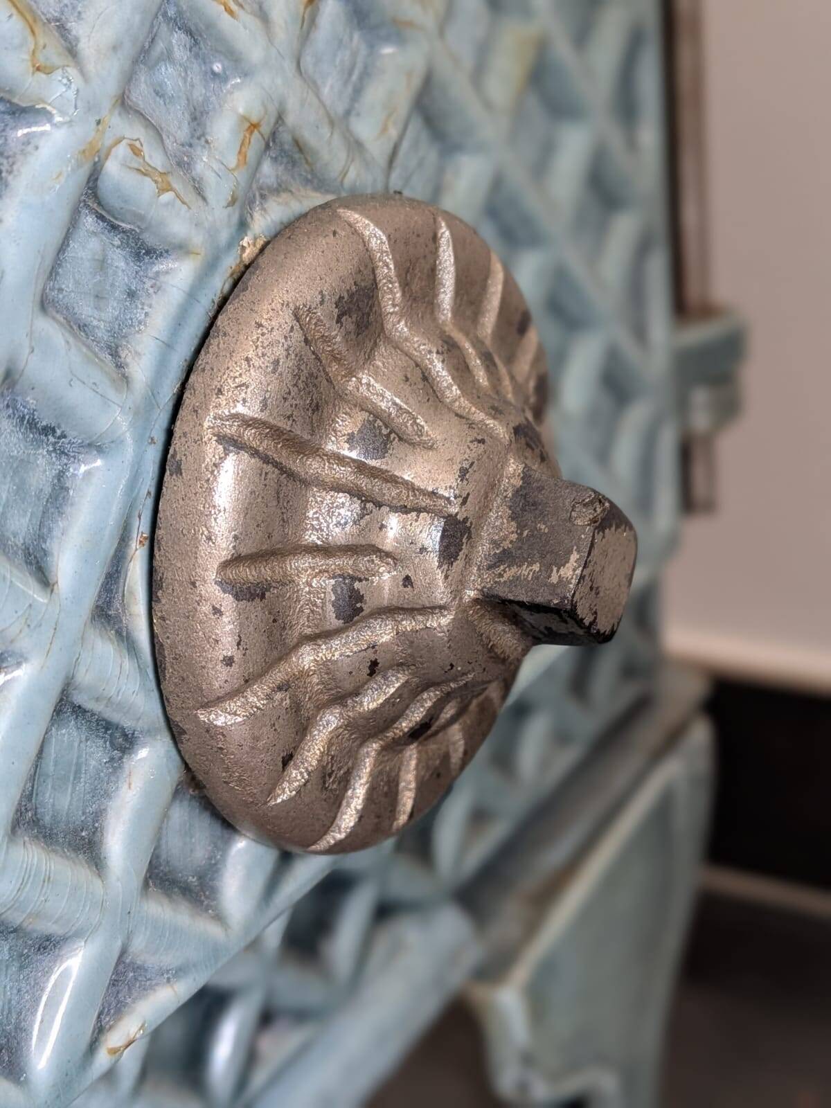 Antique enamelled cast iron stove "Faunus" – renovated