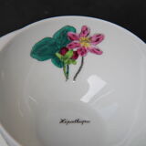 6 CUPS and undercups in NBD Limonges porcelain, hand illuminated, floral patterns
