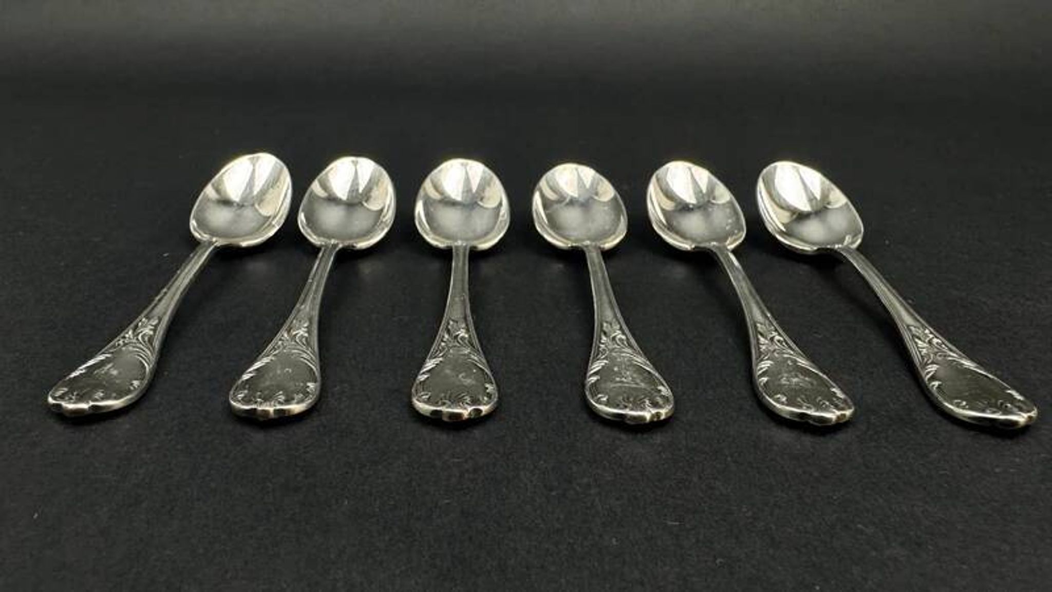 Set of 6 Christofle Marly model moka spoons – silver-plated – 10 cm
