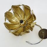 Vintage 80s gold metal palm leaf pendant light