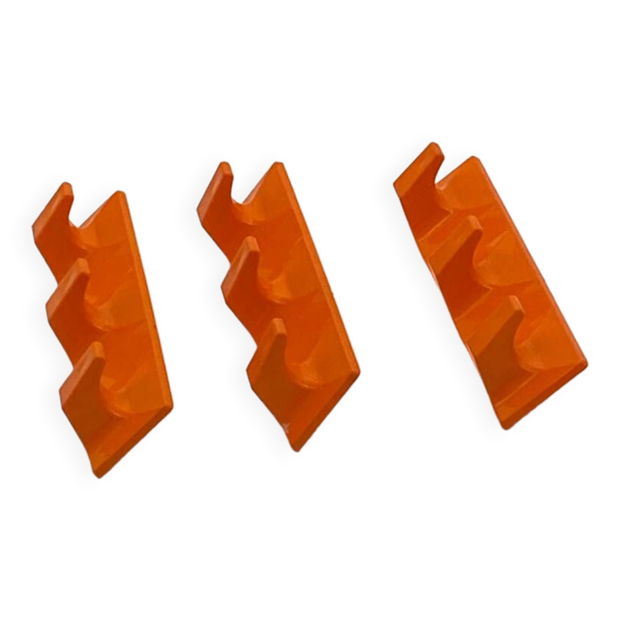 Set of tea towel hooks, vintage, kitchen, orange plastic