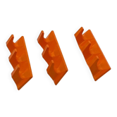 Set of tea towel hooks, vintage, kitchen, orange plastic