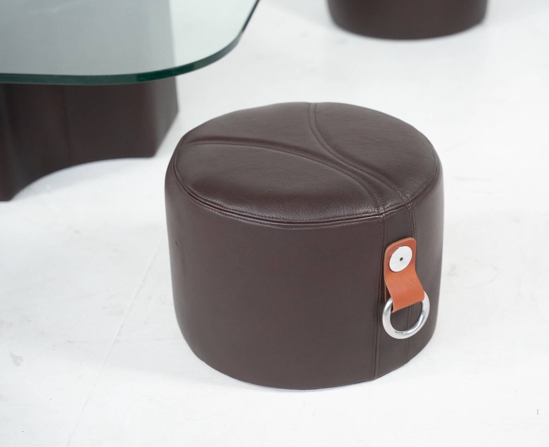 Coffee Table and 4 Stools by Guido Faleschini, Leather, 1970s