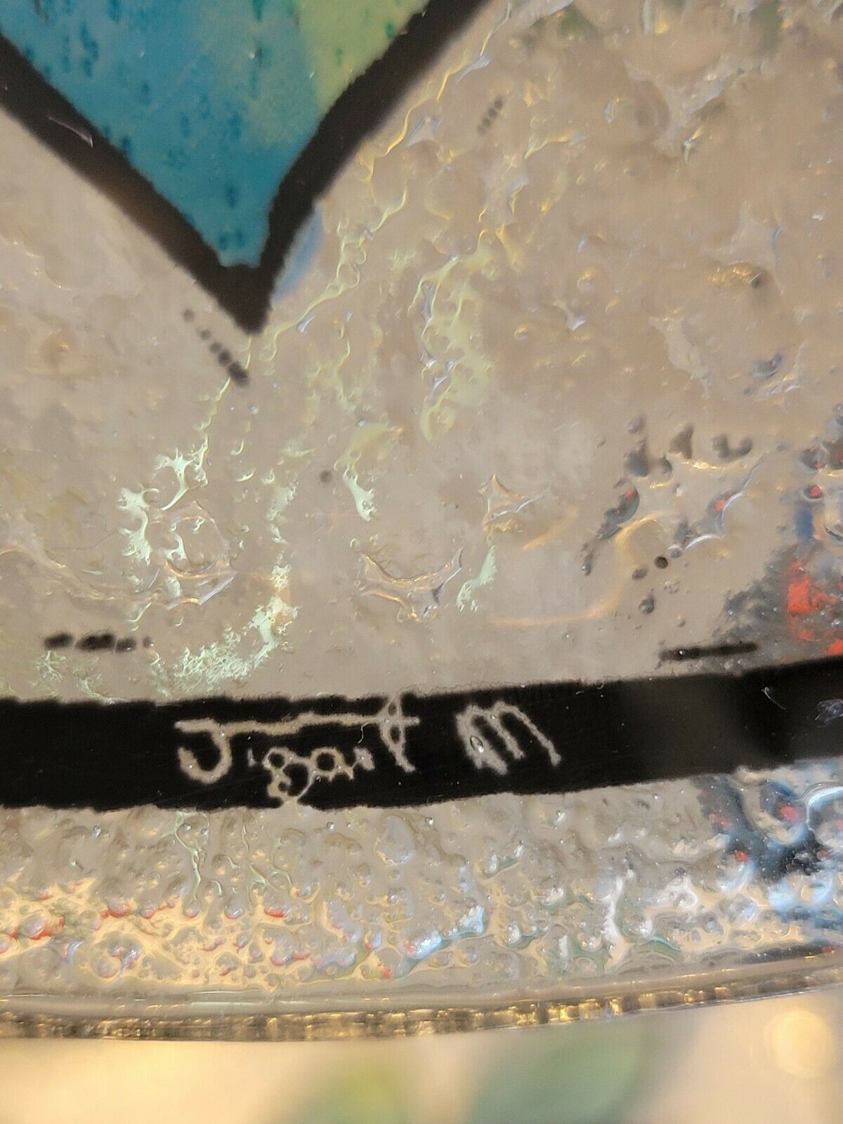 Dessert service in glass decoration fruits pomegranates signed